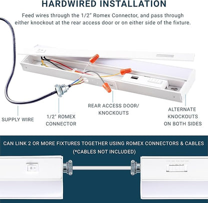 PARMIDA LED Under Cabinet Lighting, Hardwired Installation, 10 Inch, 6.5W, 5CCT Color Selectable - 2700K/3000K/4000K/5000K/6000K, ETL Listed, 120V, Dimmable, 450 Lumens, White Finish