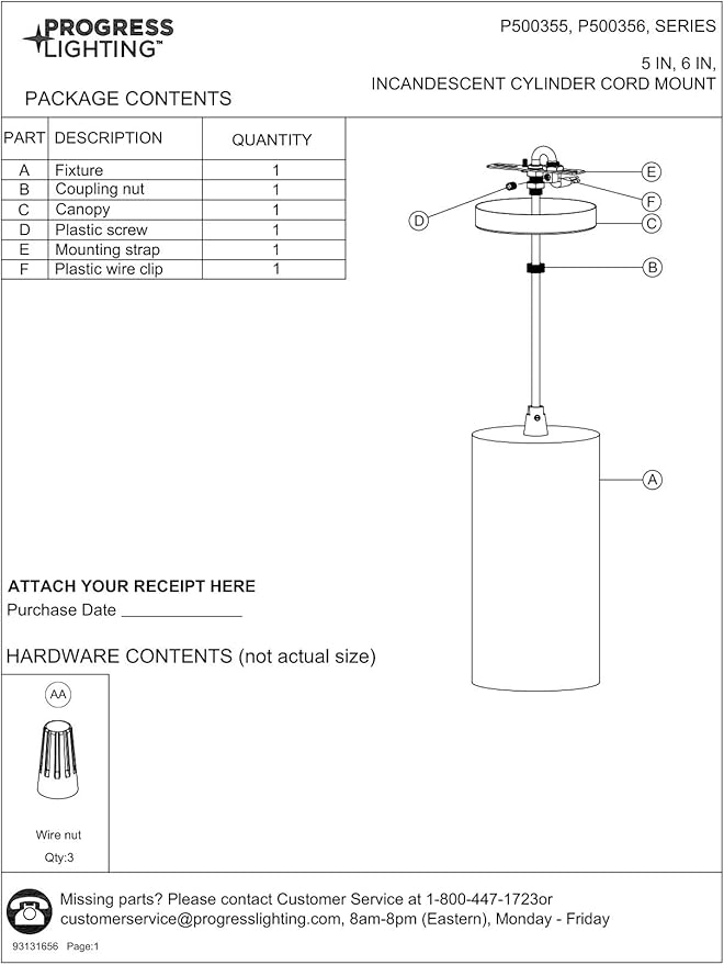 Progress Lighting Cylinder Collection 5-Inch 1-Light White Modern Outdoor Hanging Pendant Light