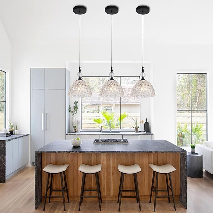 Modern Black and Glass Pendant Light 7.68 in Globe Kitchen Island Lighting Fixture with K9 Crystal Vintage Small Dining Room Light Fixture Lamparas De Techo Modernas Colgantes Para Sala Comedor 2 Pack