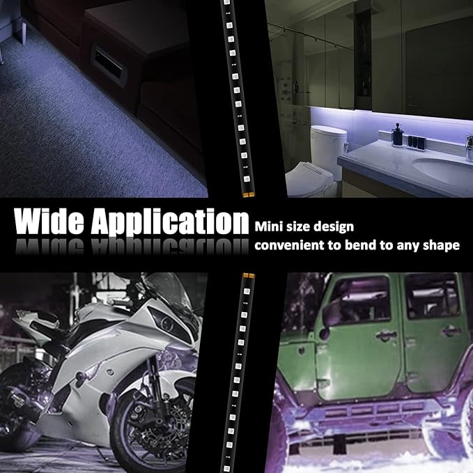 White 12v 15 Led 30cm Car Flexible Waterproof Underbody Light Strip Pack of 20