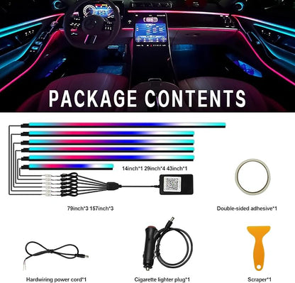 Dreamcolor Interior Car Lights, WEBUPAR Car Accessories 6 in 1 Car LED Strip Lights with APP Control and 213 Modes, 175 inches 593 LEDs Acrylic Fiber Optic Lights, RGB Neon Light Kits