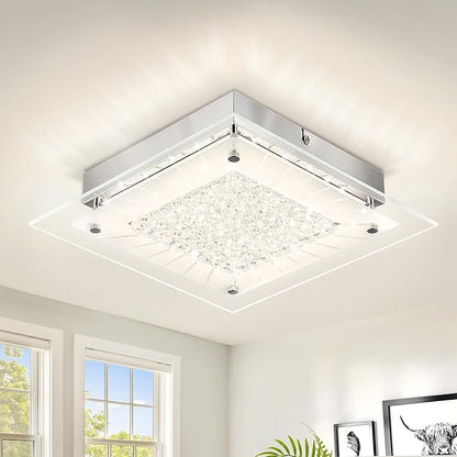 Square Flush Mount Dimmable Light Fixtures - 11IN Kitchen, Bathroom, Living Room, Bedroom, Hallway Ceiling Lights