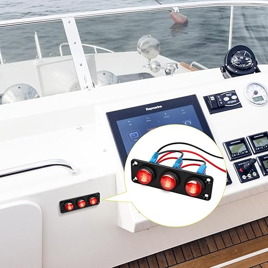Nilight 3 Gang Rocker Switch Panel 12V Waterproof On-Off Toggle Switches with Red LED Light 3 Pin for Automotive Lights Marine Boat Car Camper Truck Vehicles