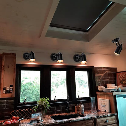 TISLYCO Black Wall Sconces Set of Two, Industrial Track Lighting Ceiling Spotlight, Matt Black Vintage Wall Mount Lights, Rotate Head Lamp for Indoor Living Bedroom Loft Cafe Bar