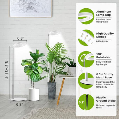 Kullsinss Grow Lights for Indoor Plants Full Spectrum, 80 LEDs Plant Light for Indoor Growing with 2 Mounting Options, 6/12/16H Timer, 3 Spectrum Modes, 9.8"-37.4" Height Adjustable Desk Grow Lamp
