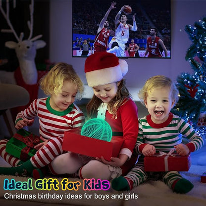 Linkax Basketball Gifts Stocking Stuffers for Teens Boys Girls, Basketball 3D Illusion Night Light Christmas Gifts for Ages 8-13, 5-15 Year Old Boy Birthday Present Room Decor