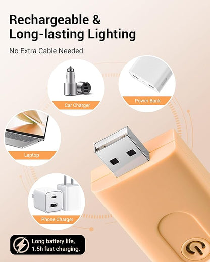 DEWENWILS USB Rechargeable Book Reading Light, LED Clip on Booklight Flexible Reading Lights in Bed, Car at Night, Warm White, Brightness Adjustable, Perfect for Bookworms, Kids (Peach Fuzz)