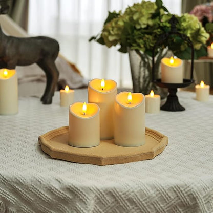 Homemory LED Candles with Remote Timers - Battery Operated, Electric Fake Plastic, Dark Ivory, Outdoor Waterproof Set of 3