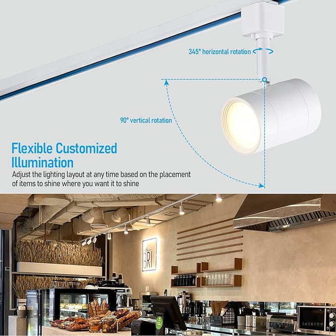 LEONLITE Studio Series 8.5W LED H Track Lighting Heads, ETL FCC T24, Dimmable Retail Track Light Heads for Store Shop Cafe, 600LM, CRI90, H Track Lighting, 5CCT, Matte White, Pack of 4