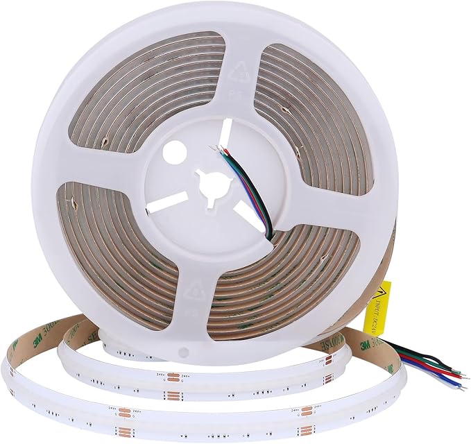 JOYLIT 24V RGBW COB LED Strip Lights 16.4FT/5M RGB + 6000K Cool White Dual Mode, Flexible 784 LEDs/M High Density Dotless Tape Light for Indoor, Bedroom, Kitchen, Home Theater Lighting (Light Only)