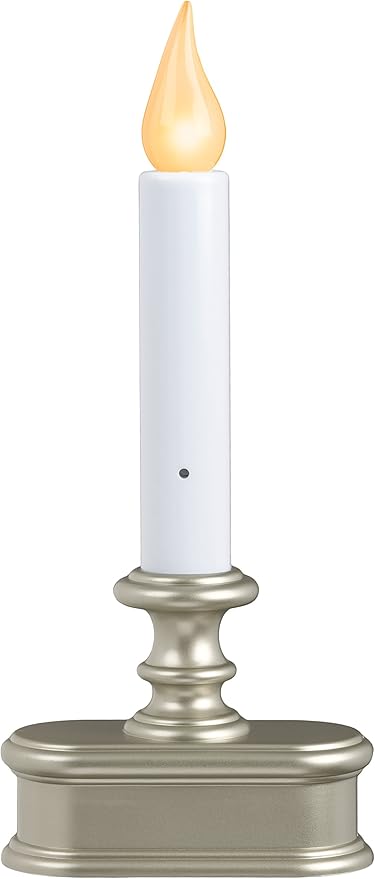 Xodus Innovations FPC1221P Battery Operated LED Dusk to Dawn Window Candle Polycarbonate, with Realistic Amber Flame, Pewter