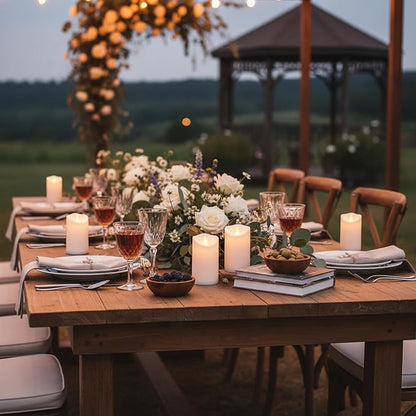 Flameless Candles 4" 5" 6" Outdoor Indoor Pillars Battery Operated Flickering Candles Include 10-Key Remote Timer 400+ Hours by 2 AA Batteries (White Candle - Warm light, 3"D x 4"|5"|6" H - 18 Pack)