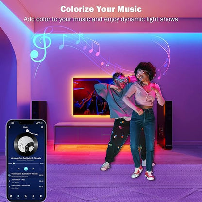 Leeleberd 80ft Led Strip Lights (2 Rolls of 40ft) Bluetooth Smart App Music Sync RGB Color Changing Led Light Strip with Remote and Power Adapter,Led Lights for Bedroom Room Home Decor Party Festival