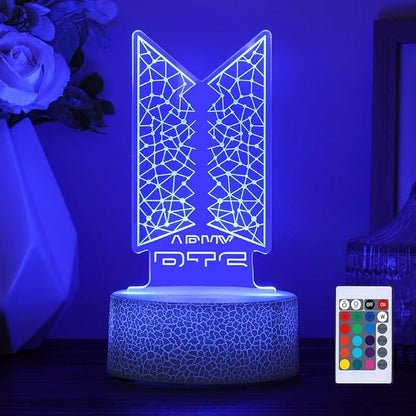 Bangtan Boys 16 Colors LED Acrylic Night Light Bedside Lamps Bedroom Home Room Decoration for Army Fans Gifts