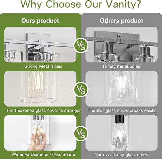 5 Light Bathroom Vanity Light - Chrome Bathroom Light Fixtures Square Design & UL Certification, 31 Inch Bath Room Light Fixtures Over Mirror for Living Room & Bedroom & Restroom