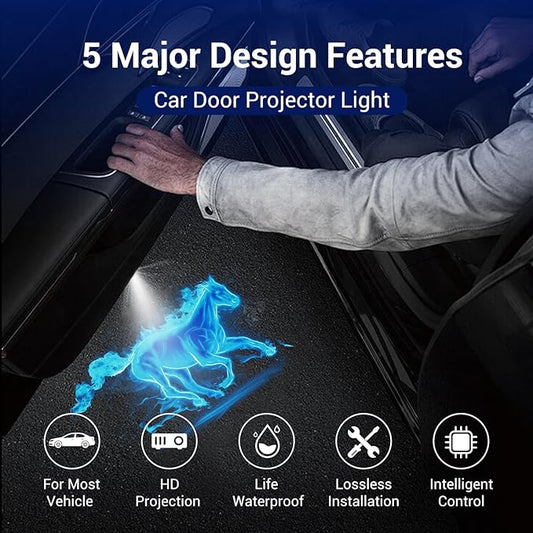 Car Door Lights Logo Projector, 2PCS Car Door Projector Lights Welcome Courtesy Ghost Shadow Lamp Fit for All Car Models by FLYEEGO