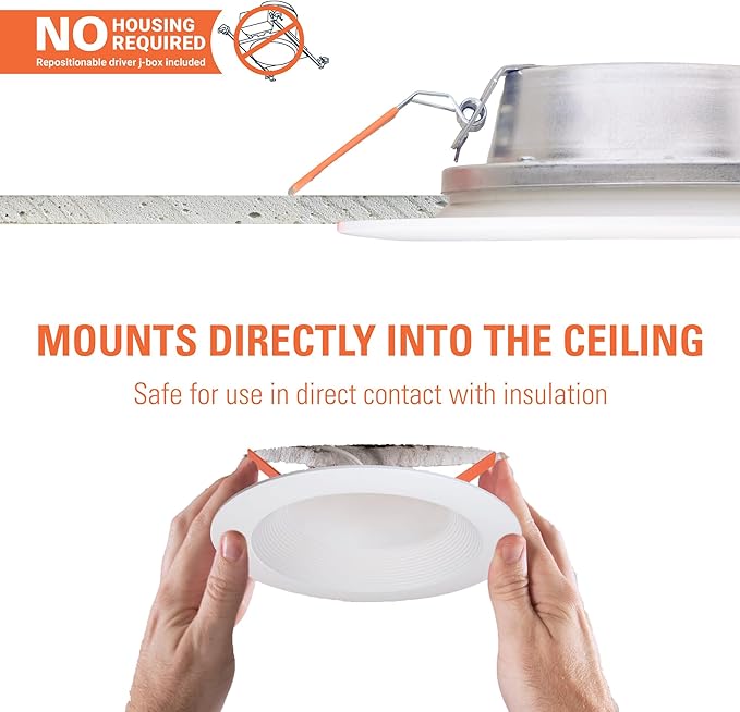 HALO LT 4 in Canless LED Recessed Light Indoor/Outdoor Dimmable Ceiling Downlight, Wet Location Rated, Selectable Color Temperature 2700K-5000K, 650 Lumens, Matte White - LTC406FS5B