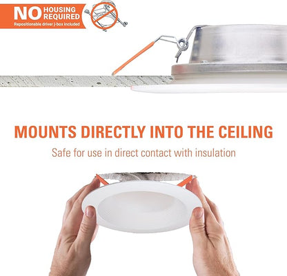 HALO LT 6 in Canless LED Recessed Indoor/Outdoor Dimmable Ceiling Downlight, Wet Location Rated, Selectable Color Temperature, 2700K-5000K, 750 Lumens, Wet Location - LTC608FS5B