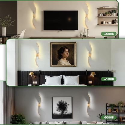 DORESshop Battery Operated Wall Sconces Set of 2, Battery Wall Sconce 8000mAh, Gold Rechargeable Sconces 3CCT + RGB, 39 Inch Modern Wireless Wall Lights, Sconce Wall Decor for Bedroom, Living Room