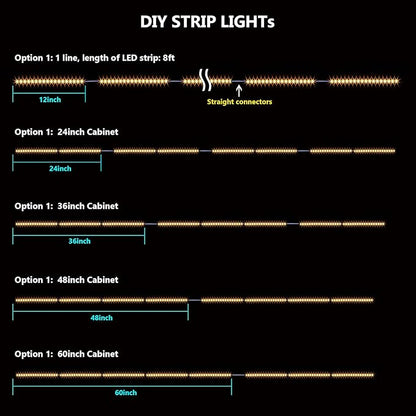 WOBANE Under Cabinet Lighting Kit,8PCS 12 inch Led Light Bars,Under Counter Lights for Kitchen,Cupboard,Desk,Bookcase,Shelf,Showcase Display,DIY Tape Light,Variety Connectors,1200lm,2700K WarmWhite