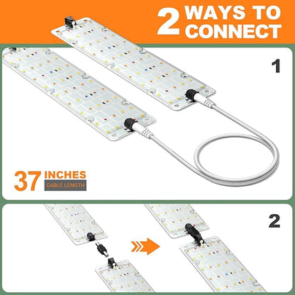 Grow Lights, 40W Linkable Grow Lights for Indoor Plants Full Spectrum, 6/12/16h Timer, Dimmable Ultra-Thin Plant Lights for Indoor Growing, Pinkish White, 1-Set