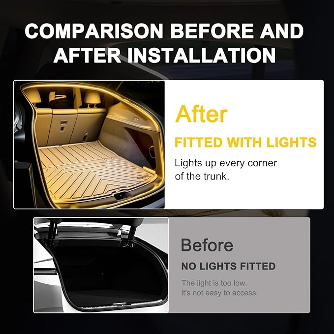 Tlyard Front Trunk LED Lights Strip for Tesla Model Y Juniper 2025 2026 Back Interior Frunk Lightning Waterproof &High Brightness Strip for Tesla Model Y Accessories