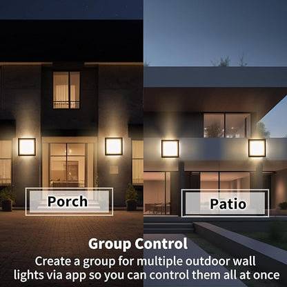 LED Smart Wall Sconce Light RGB Outside Light for House Patio,IP64 Waterproof Outdoor Wall Lights for House Patio Yards,Exterior Lights APP Control
