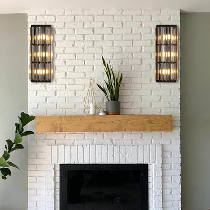 Rustic Black Wall Sconce with Glass Vintage Antique Wall Light Fixture Retro Farmhouse Mid Centry Wall Sconce for Bedroom, Living Room, Mirror, Fireplace
