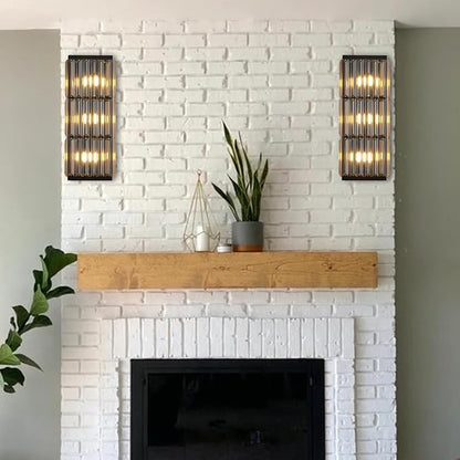 Rustic Black Wall Sconce with Glass Vintage Antique Wall Light Fixture Retro Farmhouse Mid Centry Wall Sconce for Bedroom, Living Room, Mirror, Fireplace