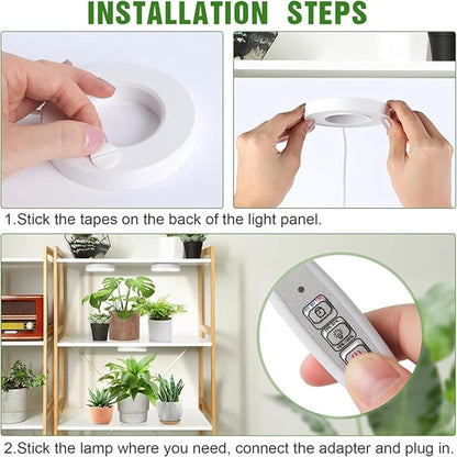 Banax 2 Pack LED Grow Light for Indoor Plants 144 LEDs, Tri-Head Ring Design, 5V/2A 10 Brightness Levels, 3/9/12H Timer, Ideal for Herbs, Succulents & Seedlings（White）