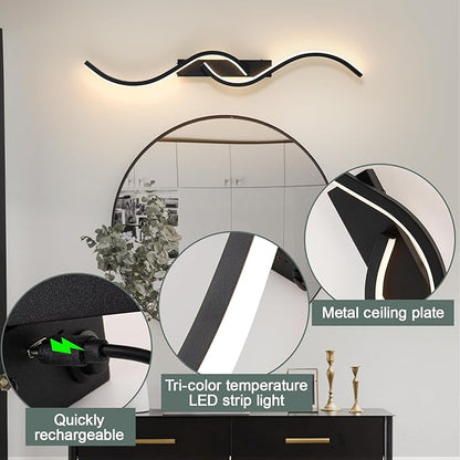 Rechargeable Wall Sconces, Battery Operated LED Wall Lamp, Wireless Wall Sconce 3000K-6500K Dimmable, Cordless Not Hardwired Modern Wall Lighting for Bedroom Living Room Hallway, 39.37 inch