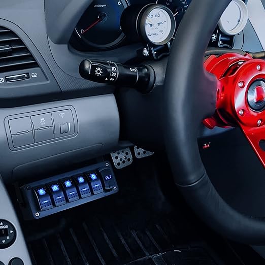 Nilight 3 Gang Rocker Switch Panel Blue Backlit with PD Type C and USB Charger Voltmeter Waterproof 12V 24V DC Rocker Switch with Night Glow Stickers for Car Trucks Boats RVs,2 Years Warranty,Blue/Box