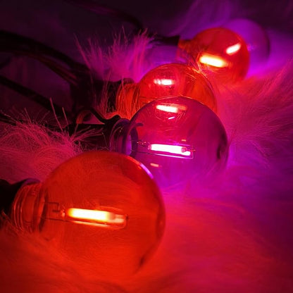 50Ft G40 LED Outdoor Christmas String Lights, Christmas Decorations with 27 LED Shatterproof Clear Orange and Purple Globe Bulbs(2 Spare), Hanging Patio Night Lights for Home Party Garden Yard Decor