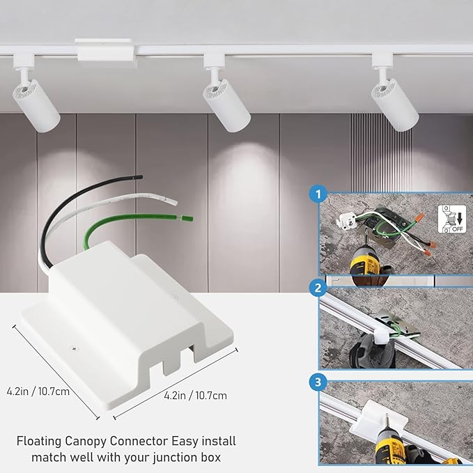 12-Light LED Track Lighting Kit with 13FT H Track Lighting Rails & Floating Canopy Connector, GU10 Track Light Kit, Modern Kitchen Track Lighting Fixtures Ceiling Spot Light, White(No Bulbs)