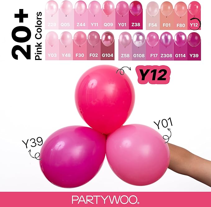 PartyWoo Hot Pink Balloons 145 pcs Different Sizes of 18 12 10 5 Inch Magenta Fuchsia Balloon Arch Kit Garland for Baby Shower Wedding Bridal Shower Anniversary Birthday Party Decorations Pink-Y12