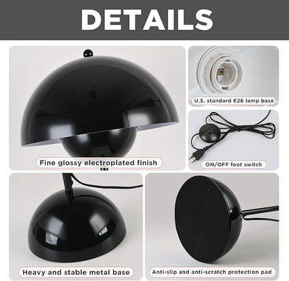 COSYLUX Modern Floor Lamp for Living Room, Industrial Tall Standing Lamp for Bedroom, Metal Shade Reflecting Light Reading Floor Lamp for Office, Nursery Room, Corner(Glossy Black)