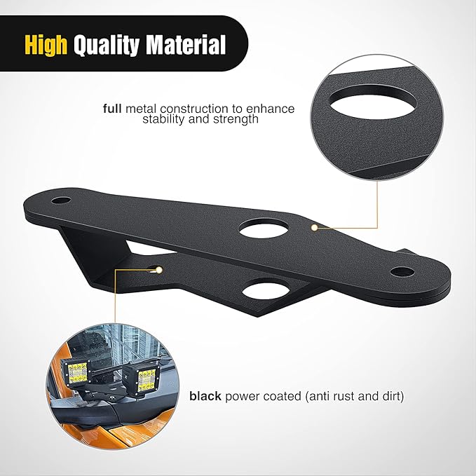 Nilight 2PCS Lower Windshield Hinge Mounting Brackets Dual A-Pillar Brackets for Offroad LED Fog Light Pods for 2021 2022 2023 2024 2025 2026 Ford Bronco