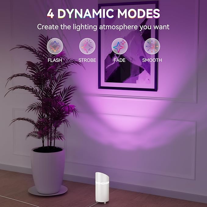 2 Pack Uplights Indoor Floor Can Lights, RGBW Spotlight Indoor with Foot Switch for Living Room Corner Sofa House Plant Wall Artwork Decor