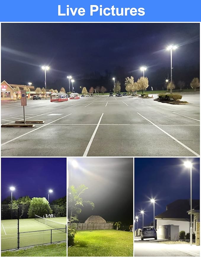 KUKUPPO 320W LED Parking Lot Light 48000LM Dusk to Dawn, UL Listed Industrial Grade LED Shoebox Parking Pole Light 5000K IP65 Outdoor Commercial Area Lighting Arm Mount 100-277VAC