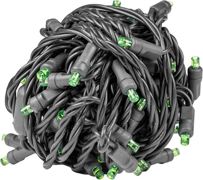 Novelty Lights 25ft Christmas String Lights, 50 Lime LED Bulbs on Black Wire, 6" Spacing, Connectable Indoor Outdoor Commercial Grade Lighting for Holidays Patio Weddings