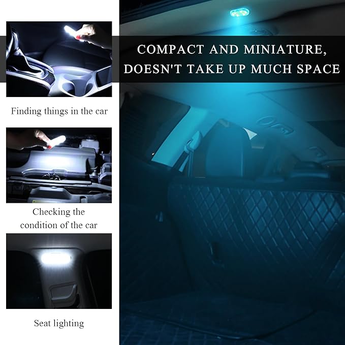Wevdn 2 PCS Car LED Lights Interior Wireless, Magnetic Car Ambient Lighting with 6 Bright LED Lamp Beads, Portable USB Rechargeable Vehicle Interior Led Night Light for Car (Ice Blue)