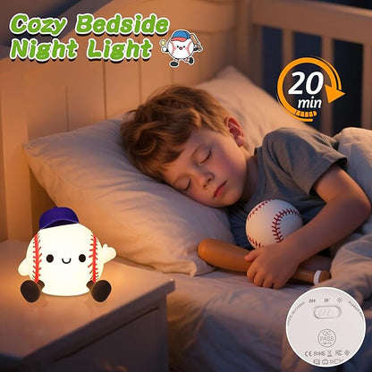 OkiyiD Baseball Night Light, Dimmable Silicone Touch Lamp with USB Rechargeable Soft Glow Bedside Lamp for Boys Bedroom Decor, Baseball Gifts for Boys Sport Fans Birthday Xmas