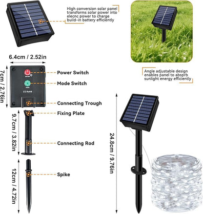 Solar String Lights Outdoor Waterproof 4 Pack Total 132ft 400LED 8 Modes Twinkle Lights Solar Fairy Lights for Patio, Garden Yard Party Wedding Tree Christmas Halloween Decoration, White