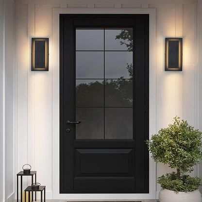 11.8’’ Modern Exterior Lighting Fixtures,2 Pcs Led Outdoor Wall Lights,Waterproof Exterior Sconce Light for Porch,Front Door,Patio,3000K Warm White 9W Square Outdoor House Lights Wall Mount
