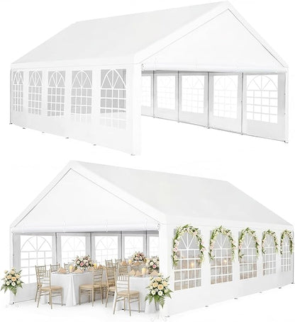 Party Tent 16x32Ft Outdoor Canopy Gazebo Heavy Duty Large Event Shelter Carport White for Wedding Parties BBQ