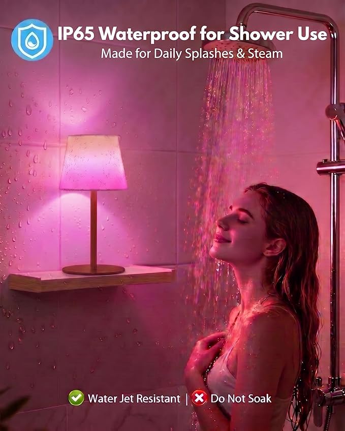 EZVALO Spa-Like Shower Lamp – Waterproof Bathroom Lamp with Remote, Rechargeable Cordless Mood Light, 3 Color Temps & 80 RGB Colors for Relaxing Bathroom & Bathtub Experience (1 Pack)
