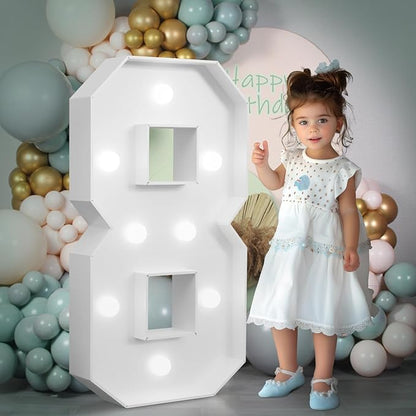 imprsv Light-up Numbers 8th Birthday Decorations: Large 3ft Marquee Number 8 80th Birthday Women Men Eight Year Old Birthday Decor Party Backdrop Anniversary Big Foam Board Number 8
