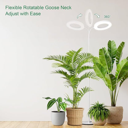 LBW Grow Light with Stand for Indoor Plants, Adjustable Height up to 68", Full Spectrum Grow Light for Large & Tall Plants, Auto Timer 6/8/12/16H, 5-Level Dimmable, 3 Lighting Modes