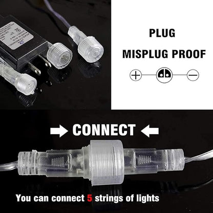 Dazzle Bright 4th of July Lights Decorations, 864 LED Red Blue and White Meteor Shower Rain Lights 12Inch 24 Tubes, Waterproof Plug in Falling Rain Light Independence Day for Outdoor Yard
