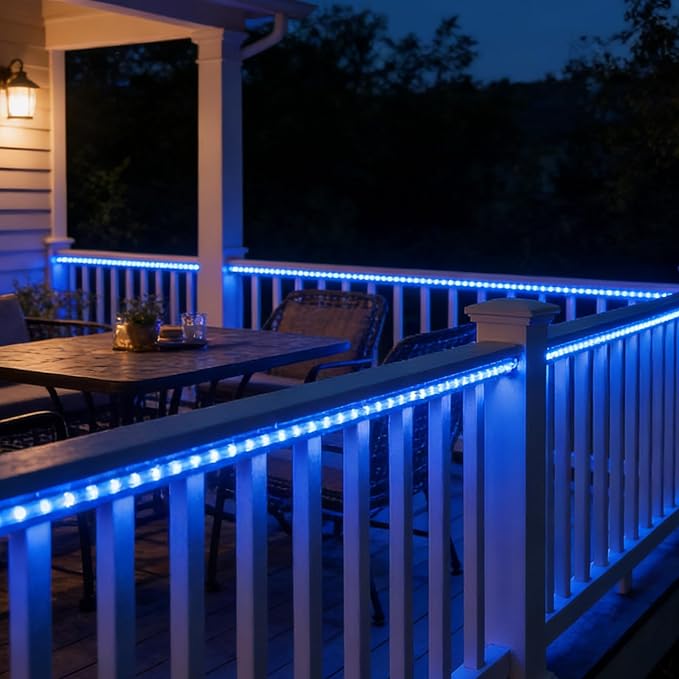 Blue LED Rope Light, 20Ft LED Strip Lights Outdoor Waterproof Decorative Lighting for Indoor/Outdoor Decorations, Deck, Patio, Party and Bedroom Decorations